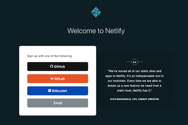 Netlify右上のSign Upから入って、githubと連携