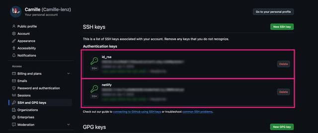 SSH キーのタイトルと設定して公開鍵(id_rsa.pub)の内容をコピーして貼り付け
