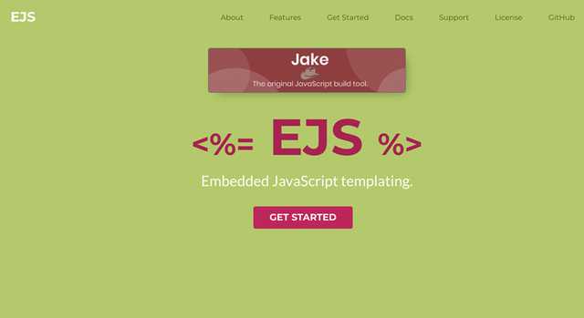 EJS Embedded JavaScript templating.