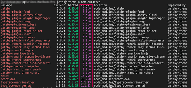 node modules をすべて最新版にアップデート