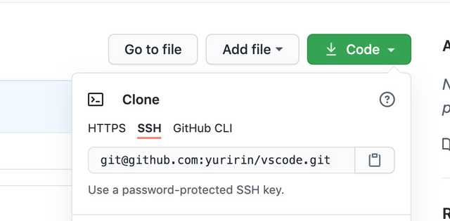 sshの方のURLでgit clone