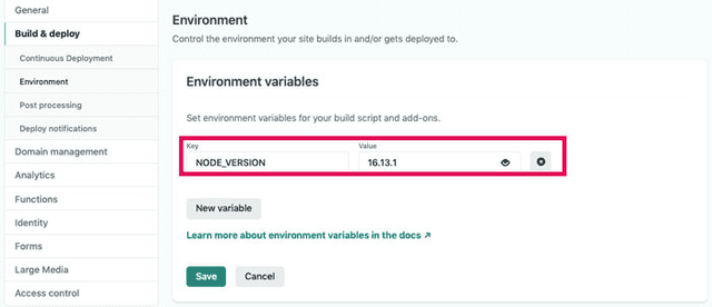 Environment variables