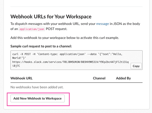 Add New Webhook to Workspace